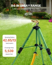 Tripod Sprinkler 360° Spray Heavy Duty Sprinklers for Lawn Garden Green