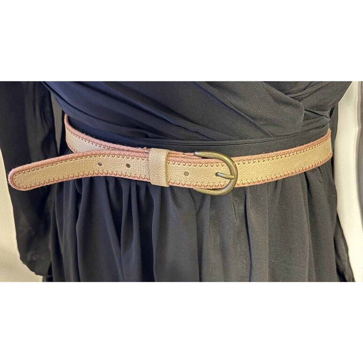 Ann Taylor’s Pink Tweed Narrow  Belt with Gold Buckle Ann Taylor Pink Belts for Women for sale | eBay main image 2