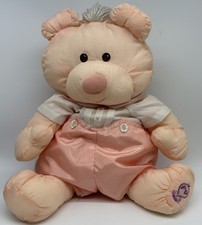 Fisher Price Vintage 1986 PUFFALUMP Orange Peach Bear Cub 8006 W/ Outfit 17"