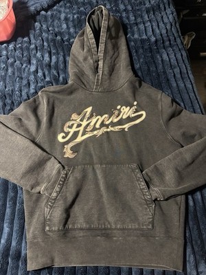 Amiri Filigree Hoodie Black Graphic Embroidered Fleece Medium Men's Pullover