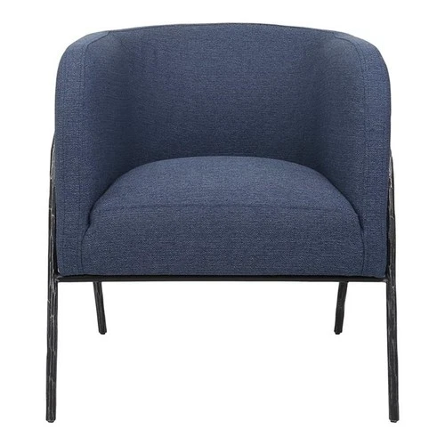 Uttermost Jacobsen 19" Contemporary Iron and Fabric Chair in Denim Blue - Picture 1 of 9