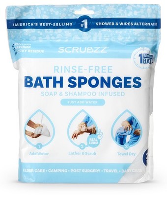Scrubzz Disposable Rinse Free Bathing Wipes - 25 Count (Pack of 1), Unscented 