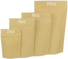 Kraft Stand-Up Barrier Pouches - Resealable Bags - Retail Packaging 2oz 4oz 8oz