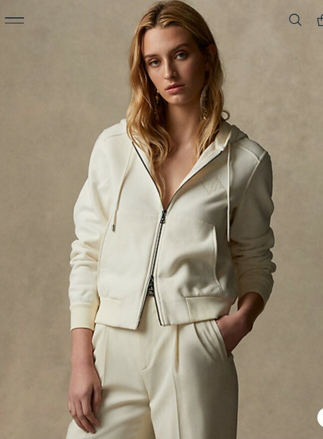 Ralph Lauren Purple Label Cream Taryn Polo Bear Zip Up Hoodie