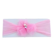 Pink Ruffle Flower Baby Girl Headband Handmade Seamless Soft Infant Hair Accesso