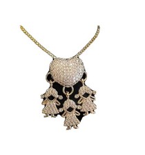 Mother's Day 3 Girls Charm Necklace Gold W/quality Crystals