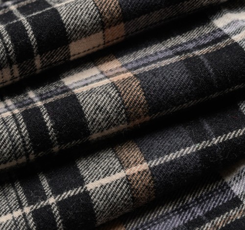 Tan and Black Plaid Cotton Flannel Fabric - 60" Wide - Sold by the Yard and Bolt - Picture 3 of 5