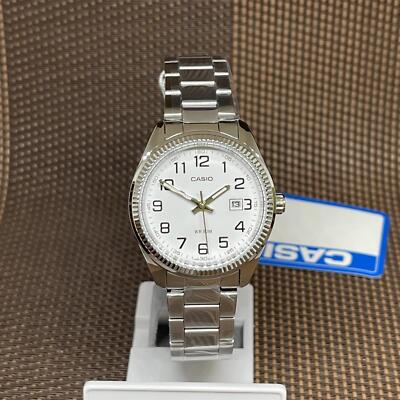 Casio LTP-1302D-7B Stainless Steel Quartz White Analog Ladies Dress Casual Watch