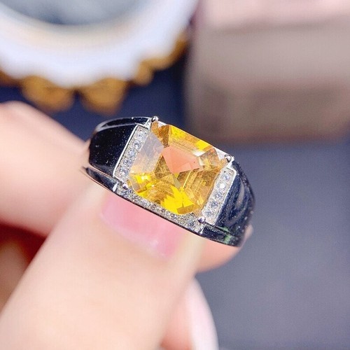Natural citrine ring/ men ring/ 925 silver ring /statement ring/ ring for men - Picture 5 of 6