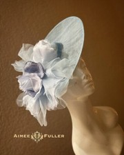 Kentucky Derby Hat Royal Ascot Hat Soft Blue Gray Del Mar Fascinator Bridal Hat