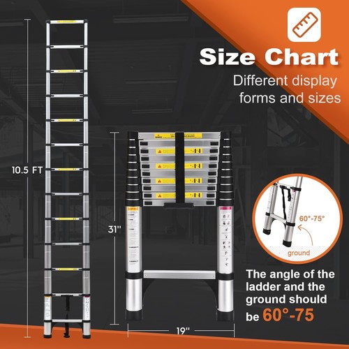 2.7/3.1/3.9/4.3m Portable Telescopic Aluminium Ladder Extension Extendable Steps - Picture 5 of 12