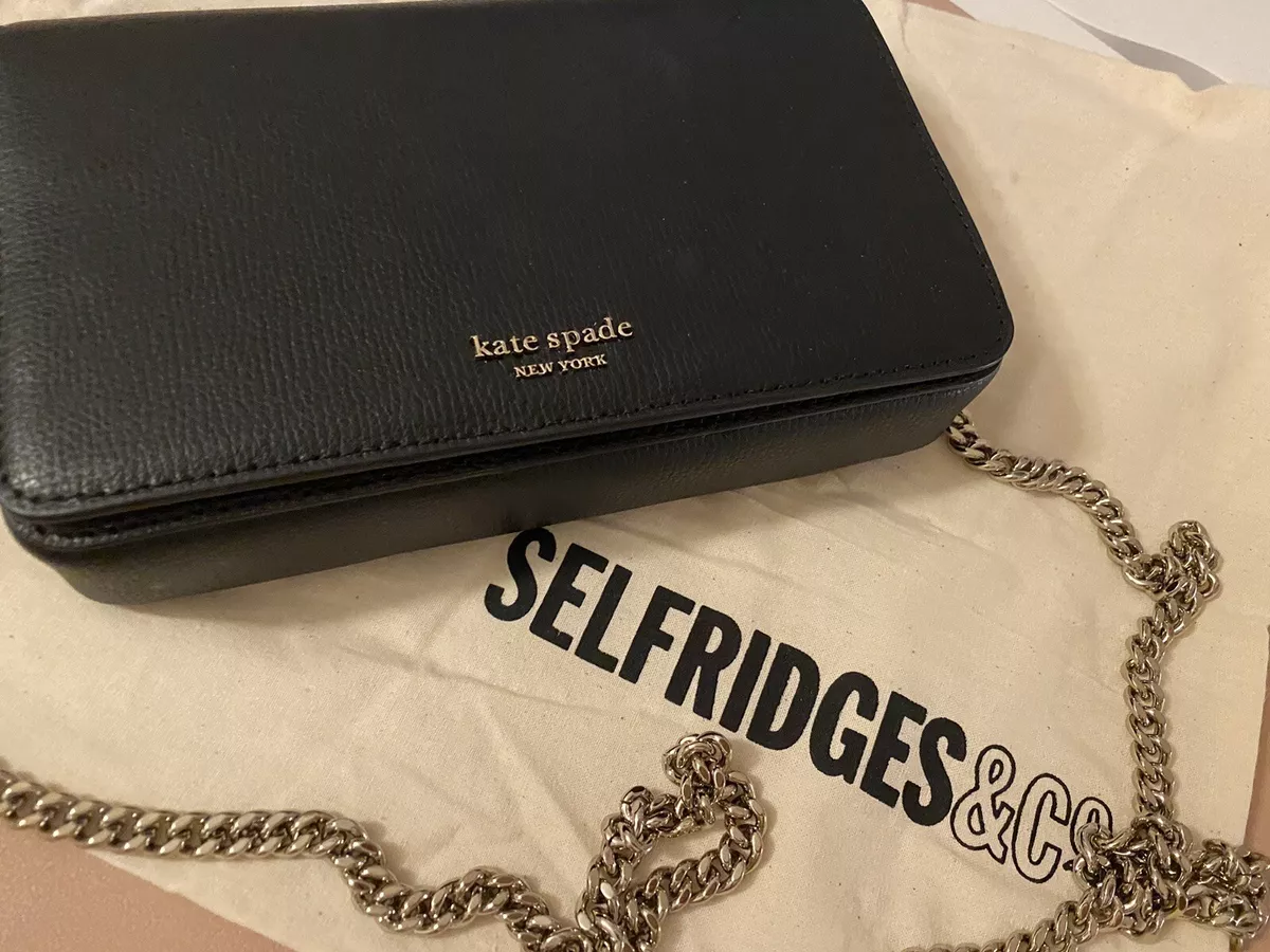 kate spade black crossbody with gold chain