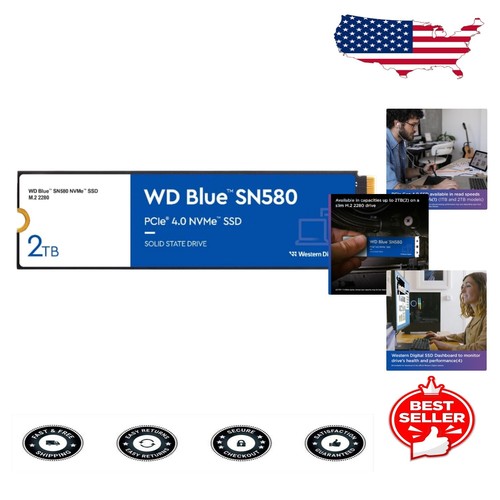 WD Blue SN580 2TB SSD - Slim M.2 2280 Design with Blistering Read Speeds