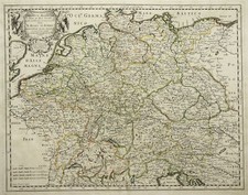Germania Originale Incisione Cartina Geografica Rossi 1673