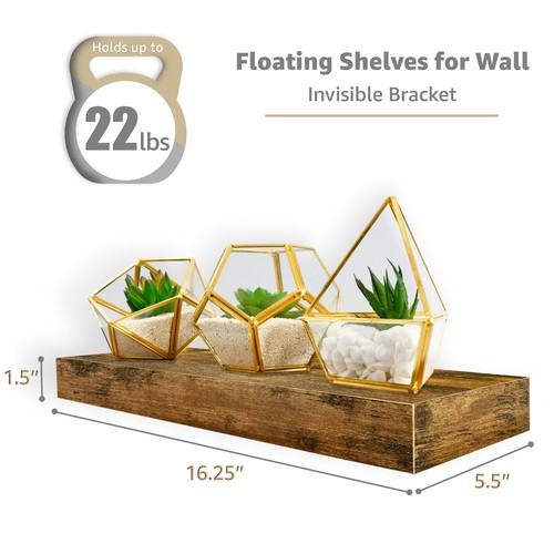 Sorbus Wall Floating Shelves, 2 Pack Bathroom Shelves Wall Mounted, Wall Decor - Picture 3 of 6