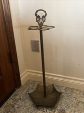 VTG Brass Open Umbrella Stand Umbrella Cane Holder Display Decorative Patina
