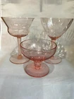 4 piece lot pink depression includes 2 stemware 1 sherbet 1 bread & butter