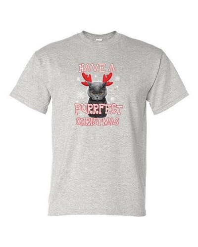 Adult T-Shirt - PURRFECT CHRISTMAS - SANTA CAT KITTEN WINTER PERFECT CHRISTMAS - Picture 8 of 41