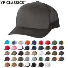 YP Classics Retro Trucker Ball Cap Meshback Snapback 6 Panel Hat 6606