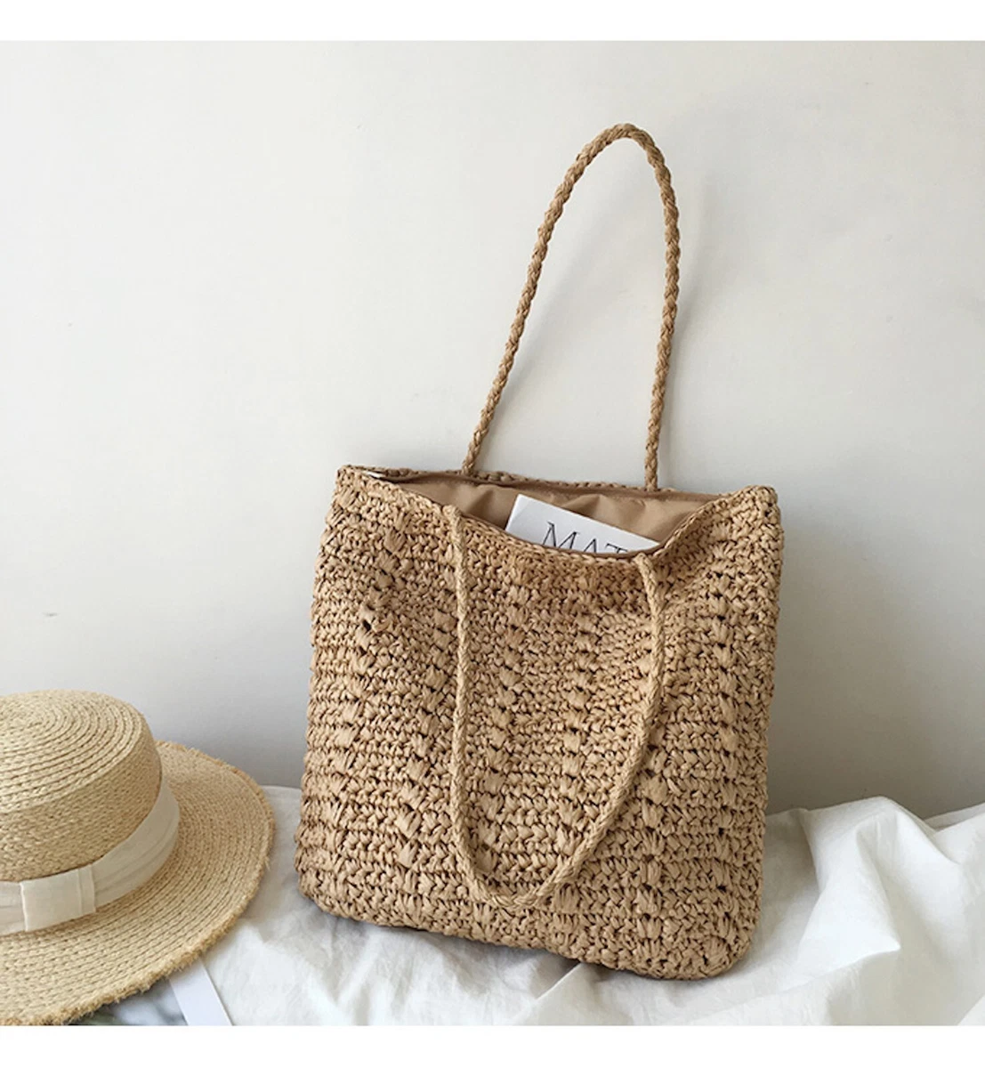 Visland Straw Bags for Women,Hand-woven Straw Large Bag Round Handle Ring  Tote Retro Summer Beach Rattan bag - Walmart.com