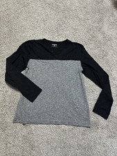 Men  s Express Henley Long Sleeve Gray And Black Medium