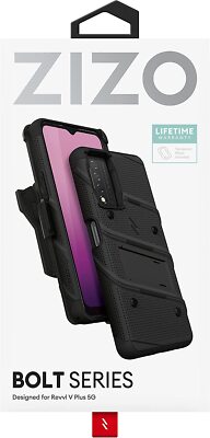 ZIZO BOLT REVVL V Plus 5G - Case, Glass Protector, Kickstand, Holster & Lanyard