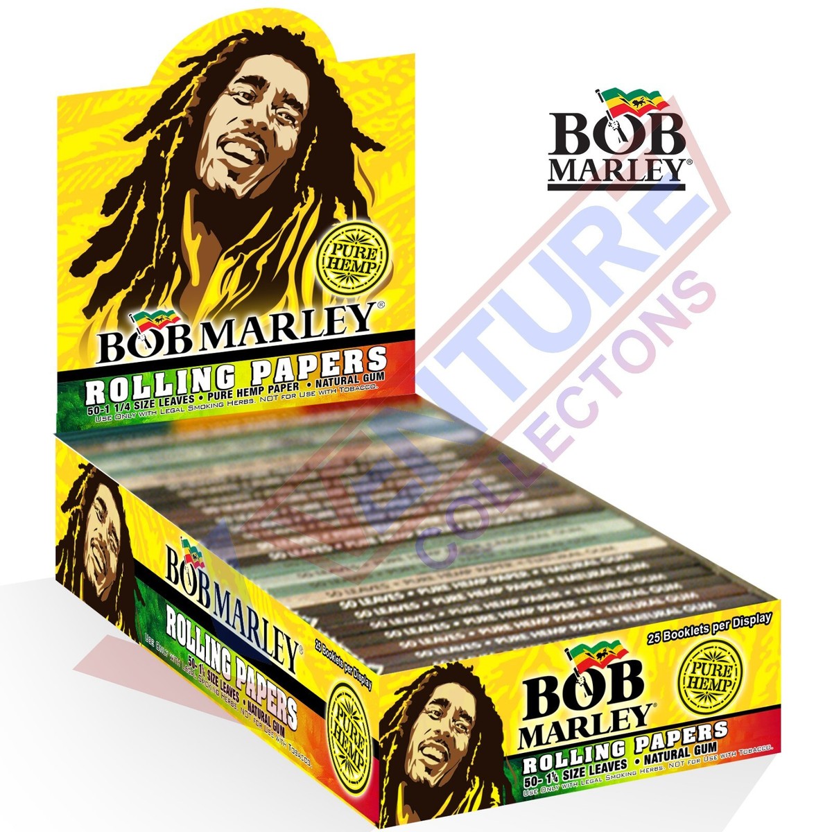bob marley tobacco Bob Marley Pure Hemp 1 1/4, 1.25 Rolling Papers 25 Booklet (50 Leaves Each)
