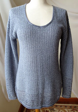 VERA WANG THIN SWEATER LONG SLEEVE COTTON BLEND GRAY/NAVY BLUE TUNIC M NEW