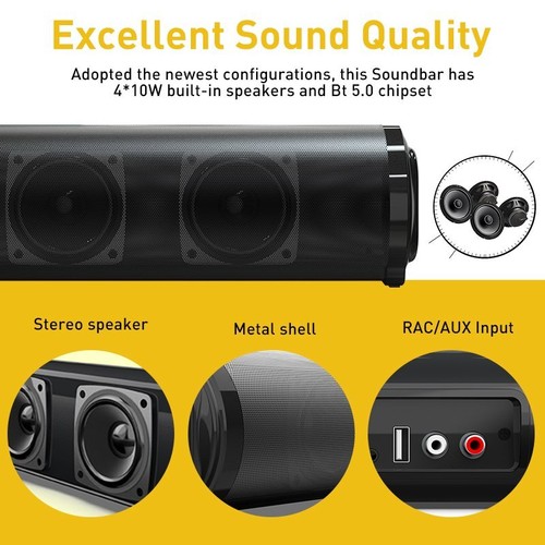23'' Wired Wireless Bluetooth 5.0 TV Soundbar Subwoofer Theater Surround Speaker - Picture 6 of 11