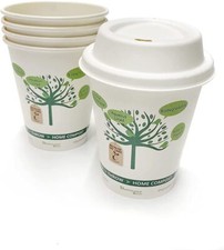 100PK Disposable Coffee Cups With Sip lids Single Wall Leakproof White 6-16 Oz