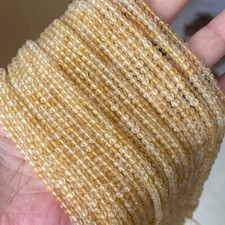 2/3/4mm Genuine Natural Micro Faceted Yellow Citrine Quartz Gemstone Stone Beads