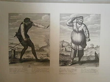 Engraving board Comédien de l'hotel de Bourgogne d'aprés Huret engraver Rousselet