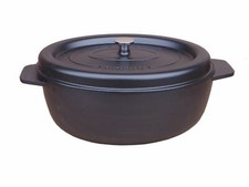 GODIN Kasserolle schwarz Topf Bräter aus Gusseisen OVAL 36 cm 8 Liter Schmortopf