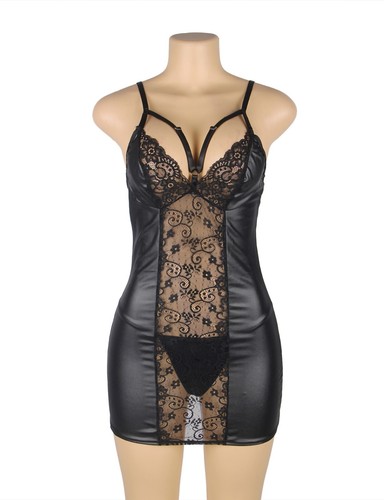 Mini Vestido Wetlook Negro Floral Sexy Encaje Talla 8 10 12 14 16 18 20 22 M XL Plus - Imagen 6 de 13