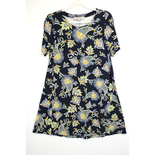 Abito Loft Corto Cambio Maglia Donna S Manica Corta Blu Floreale Elasticizzato Morbido Comodo - Foto 11 di 11