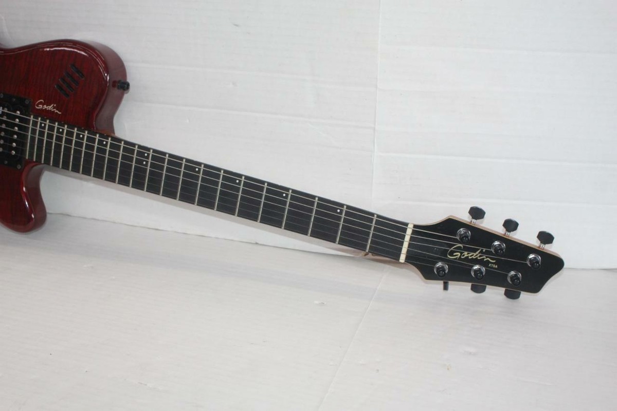 Godin XTSA Leaftop Dark Trans Red Electric Guitar with Soft