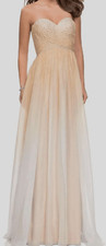 La Femme Women's Beige Strapless Chiffon Rhinestone Gown NWT Size 0