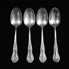 Antique Set of 4 Holly Silverplate 1904 6" Teaspoons by National Silver Co.