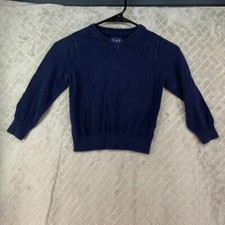 Childrens Place Boys XS 4 Sweater Navy Blue V Neck Preppy Holiday Winter