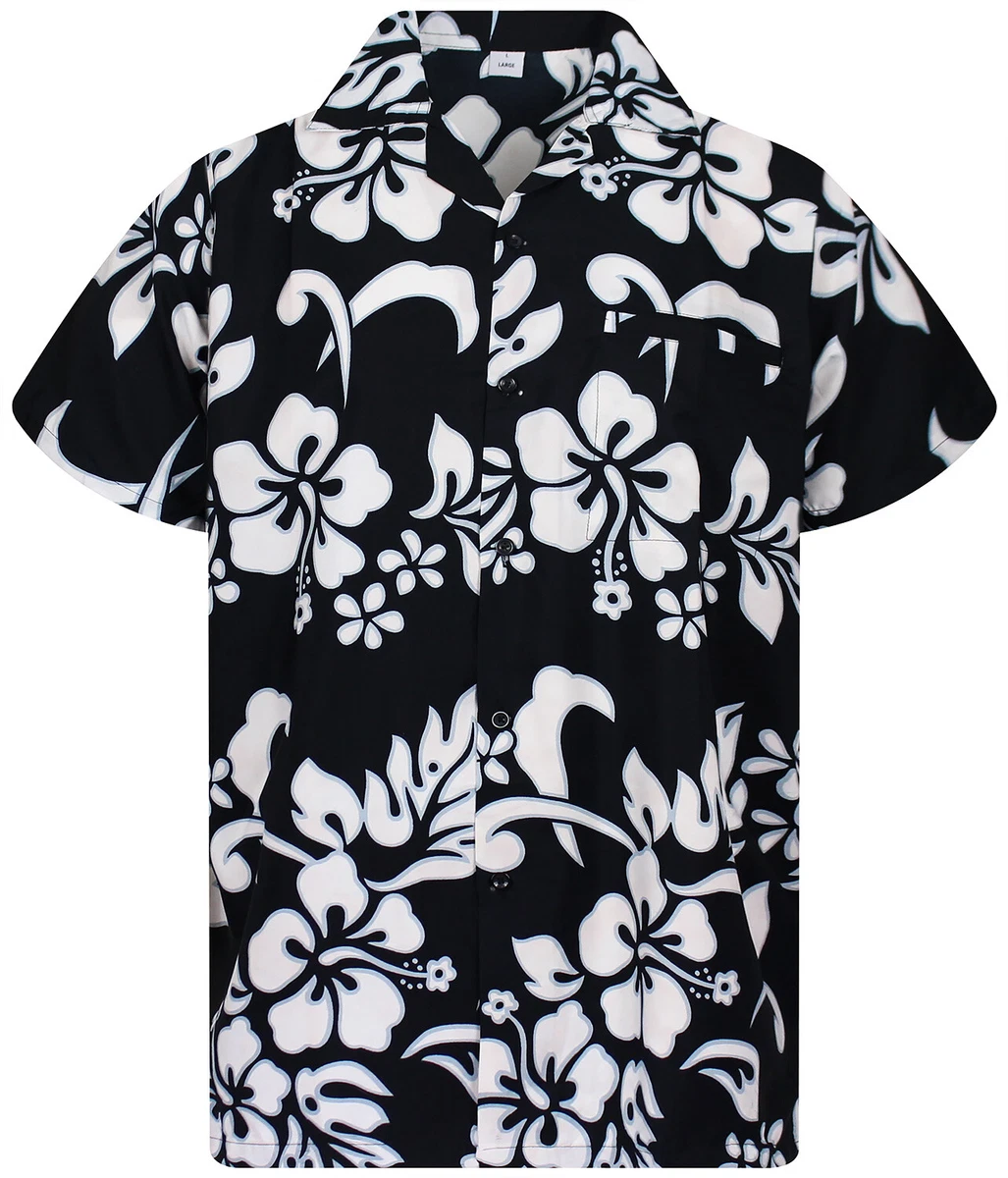 Funky Camisa Hawaiana Hibiscus Negro bienes b