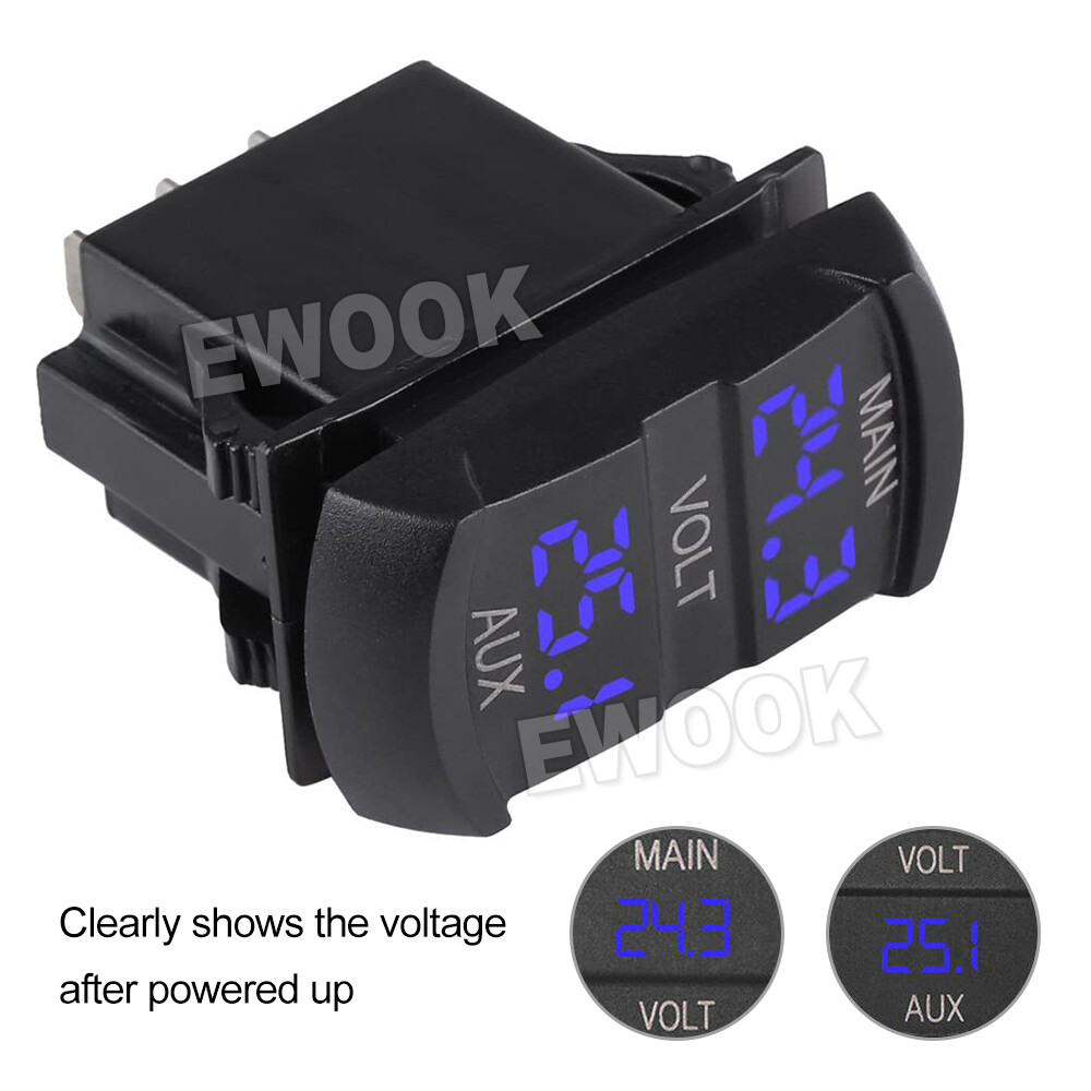 12V Volt meter Dual Battery Monitor LED Digital Car Boat Voltage Marine