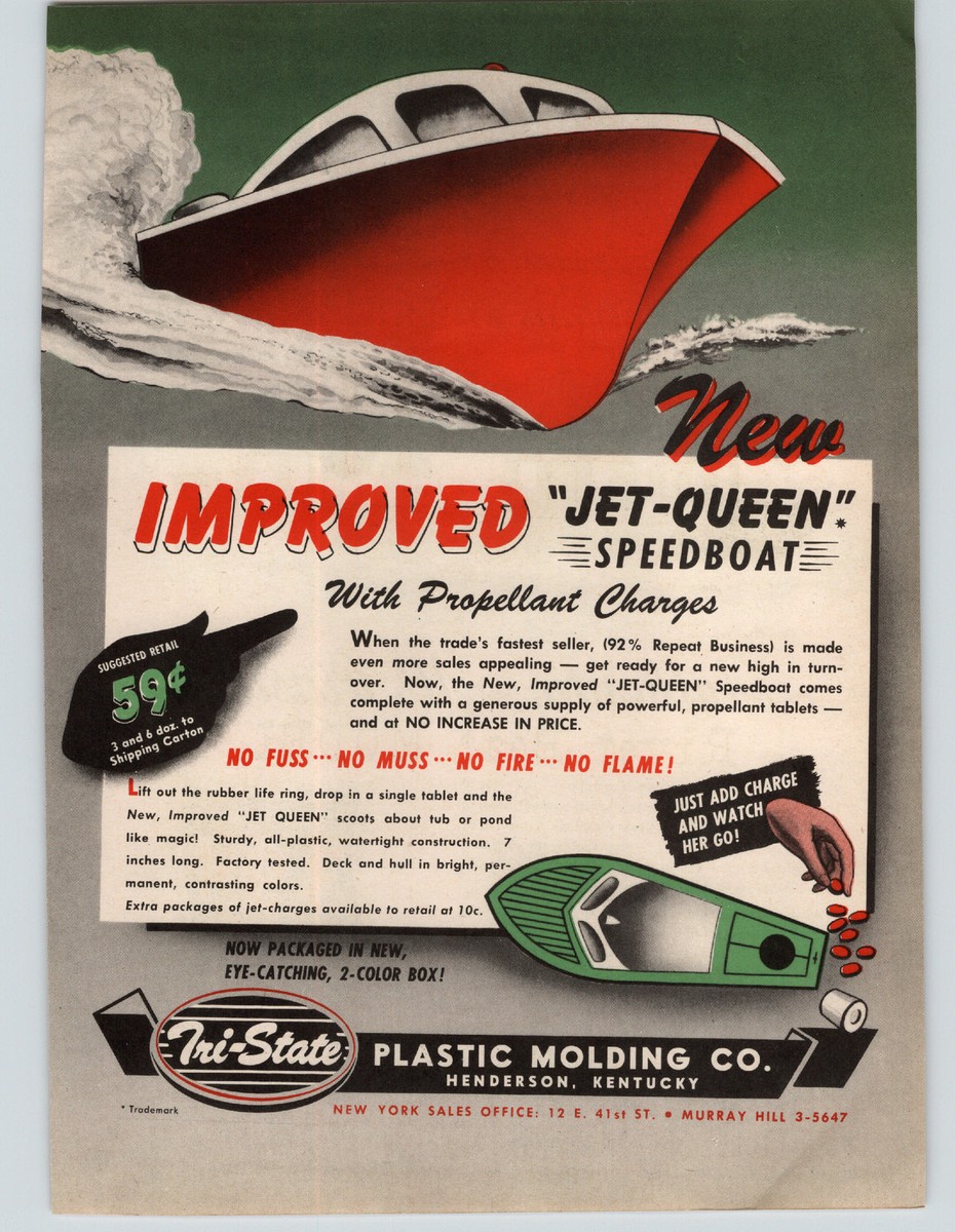 1947 PAPER AD 2 Sided Tri-State Toy Jet-Queen Motor Speed  display picture 3