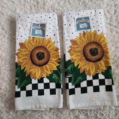 Country Store 2 SUNFLOWERS Sunny Kitchen Tea Towels