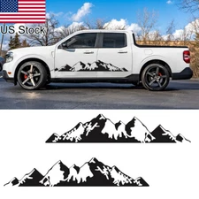 2pcs 78'' Black Snow Mountain Graphic Side Body Decal Sticker For GMC Ram Etc