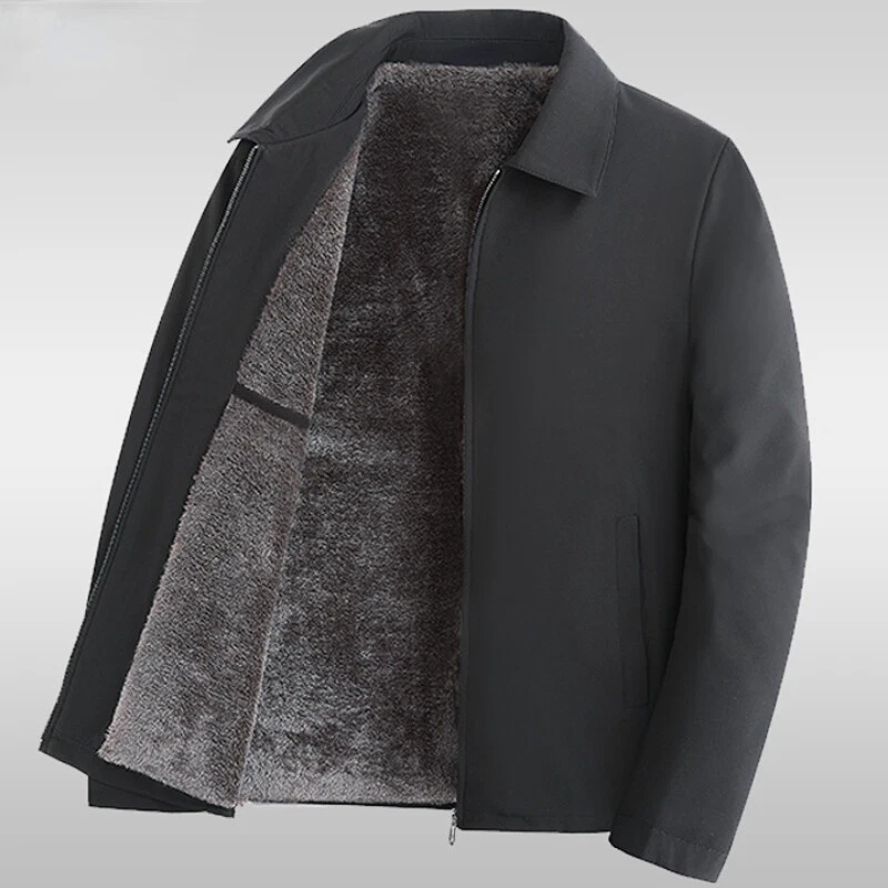 Men Casual Coat Fleece Lined Bomber Jacket Thermal Blazer Suit Thicken Workwear