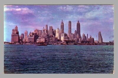 1951 Chrome Postcard Sky Scraping Towers Manhattans NY