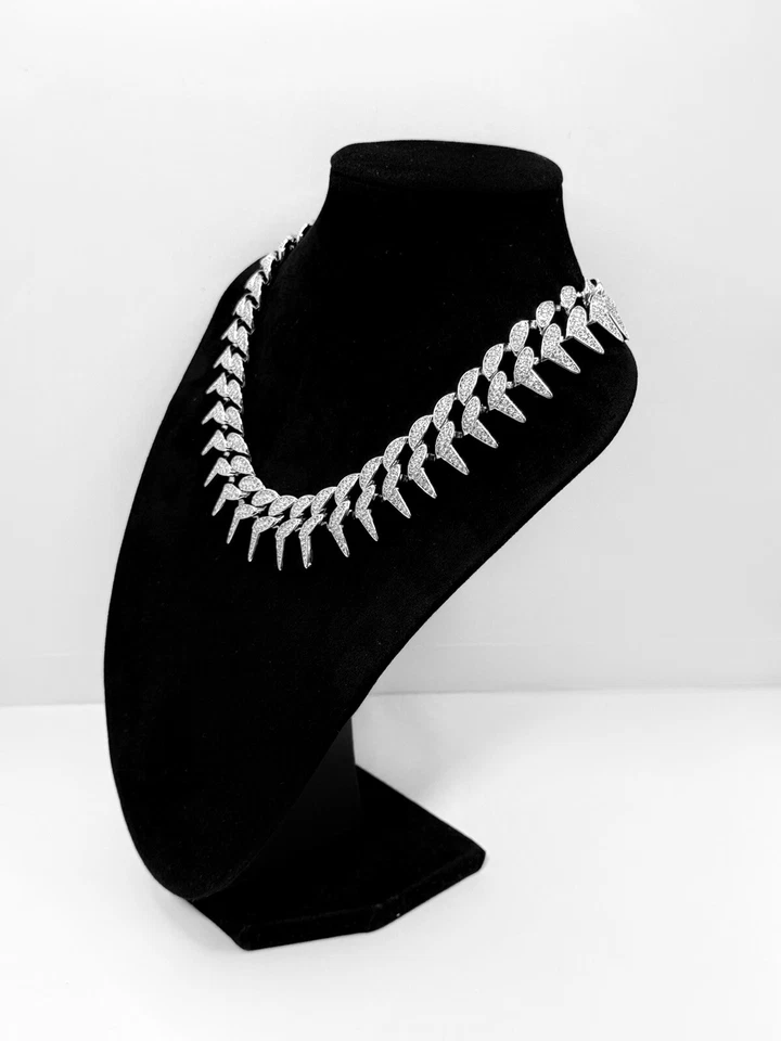 Cadena de eslabones cubanos helados de 23 mm con collar de piedras de circonita cúbica premium - Hip Hop Bling Foto 2 de 4