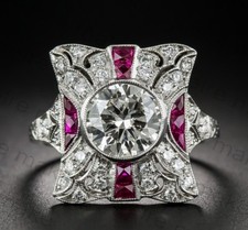 2.50ct White Round CZ Vintage Art Deco Engagement  Wedding Ring 925 Silver