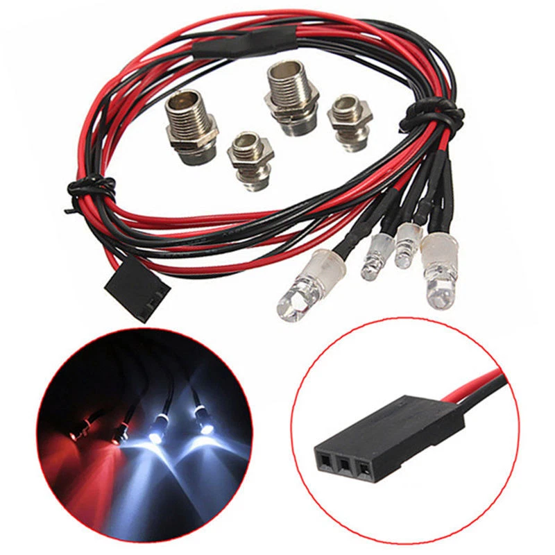 Set Luci LED Per Auto RC T Best - 6 Pezzi 3-7V Con Portalampada In Metallo (2 Bianche, 2 Rosse, 2 Blu) Per Modellismo 1/10