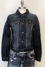 New! Mudd Dark Wash Denim Jean Jacket Trucker Coat Biker Pockets Sz M Nwt $60